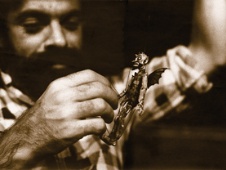 Actor Blaž Vižintin with the Mephisto puppet.